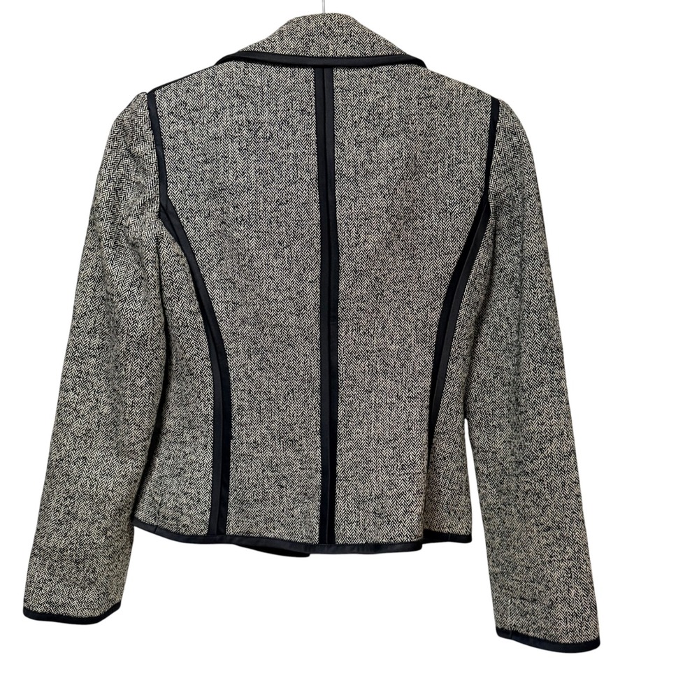 Etcetera Womens Herringbone Belted Blazer Jacket Black White Gray Size 2 - Picture 2 of 5